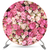 Rosa Und Rot Blumen Wand Glücklich Geburtstag Kreis Hintergrund